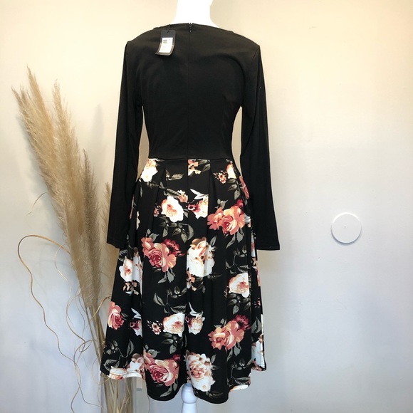 OXIULY | Retro Floral Dress - Picture 2 of 3